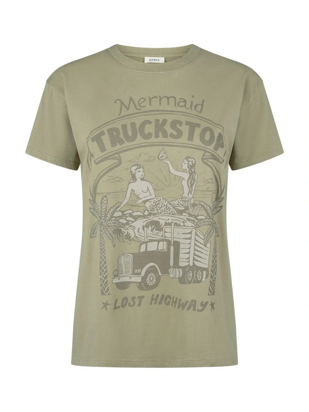 Spell Mermaid Truckstop Biker Tee - Khaki - M - Picture 4 of 7